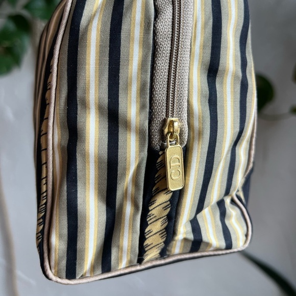 Vintage Christian Dior Vanity Bag CD Logo Stripe Travel Toiletry Case Cosmetic - Picture 3 of 16